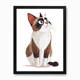 Snowshoe Cat Clipart Illustration 4 Art Print