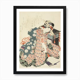 Young Woman Reading “The Pillow Book , Katsushika Hokusai Art Print