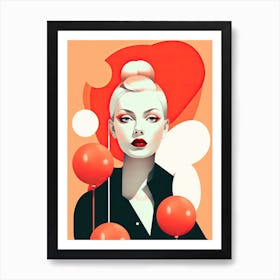 Woman With Balloons, decor Art Print