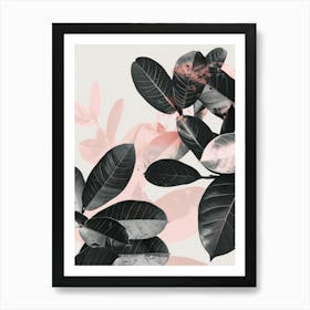 Black And Pink Leaves Canvas Print Art Print