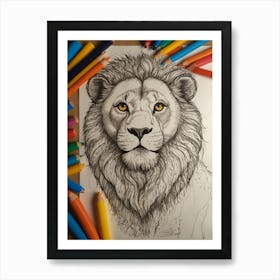 Lion Drawing 3 Art Print