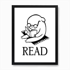 Bibliobear Reading Bear, Read Books for Kids Rooms Nurseries Libraries Art Print