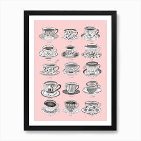 Tea drinking in china cups Art Print