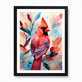 Bird Painting Collage Cardinal 2 Art Print