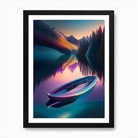 Kayak On Lake, Water, Waterscape Holographic 1 Art Print