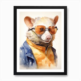 Adorable Chubby Possum Wearing Sunglasses 1 Art Print