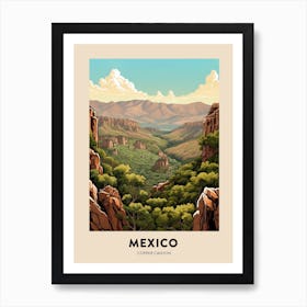 Copper Canyon Mexico Vintage Hiking Travel Poster Art Print