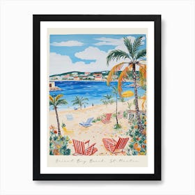 Poster Of Orient Bay Beach, St Martin, Matisse And Rousseau Style 3 Art Print