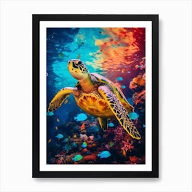 Retro Sea Turtle Photography 2 Art Print
