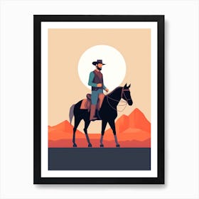 Vintage Cowboy Sunset Art Print