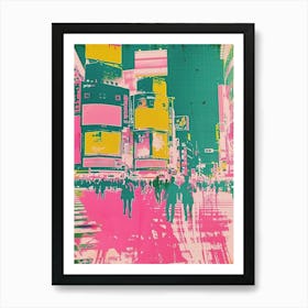 Shibuya Crossing In Tokyo Duotone Silk Screen 2 Art Print