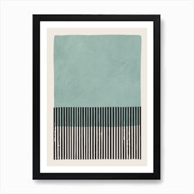 Ligtht Blue Green Vertical Black Lines Art Print