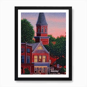 Denton, City Us  Pointillism Art Print