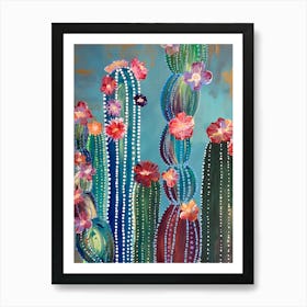 Cactus And Flowers Art Print