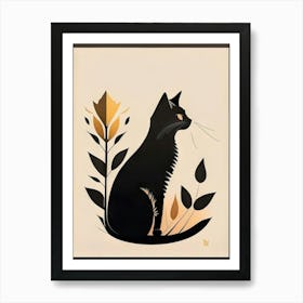 black cat mininalist portrait 11 Art Print