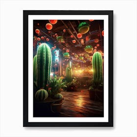 Cacti Room With Disco Balls 2 Art Print