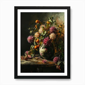Baroque Floral Still Life Globe Amaranth 1 Art Print
