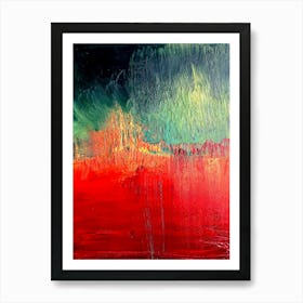 Red and Green Abstract, Oil Painting on Canvas Art Print