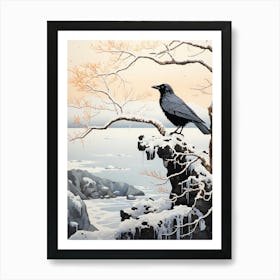 Winter Bird Painting Raven 2 Art Print