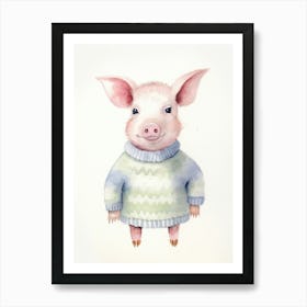 Baby Animal Watercolour Pig 3 Art Print