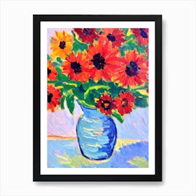 Gazania Floral Abstract Block Colour 2 Flower Art Print