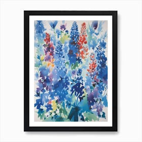 Delphinium Flower Illustration 1 Art Print