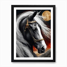 Horse In The Moonlight 20 Art Print