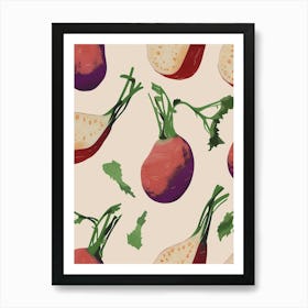 Turnip Root Vegetable Pattern Illustration 4 Art Print