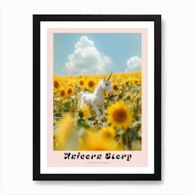 Toy Unicorn In A Sunflower Field Poster Art Print