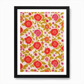 Flax Floral Print Warm Tones 2 Flower Art Print