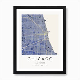 Chicago Map Print - Vermeer style Art Print