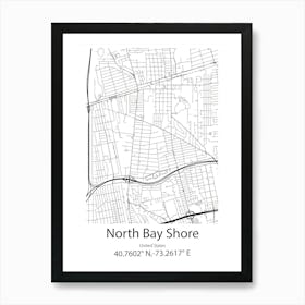 North Bay,Canada Minimalist Map Art Print