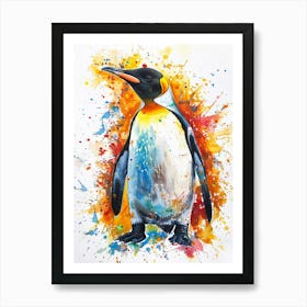 Emperor Penguin Colourful Watercolour 2 Art Print