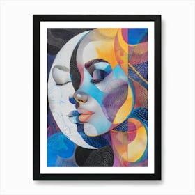 Moon And The Face Style Abstract Art Print