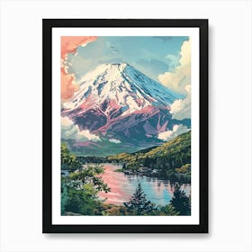 Mount Fuji Japan 10 Retro Illustration Art Print