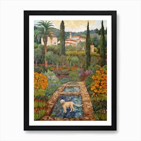 Painting Of A Dog In Alhambra Gardens Spain In The Style Of Gustav Klimt 03 Art Print