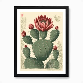 Cactus Vintage Stamp Illustration Art Print