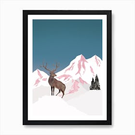 Mountain Love   Stag Art Print