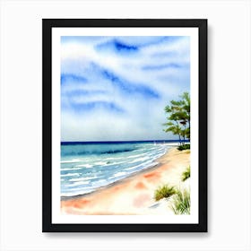 Tybee Island Beach, Georgia Watercolour Art Print