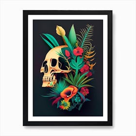 Skull With Pop Art Influences 3 Botanical Art Print
