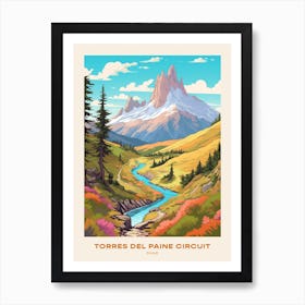 Torres Del Paine Circuit Chile 5 Hike Poster Art Print