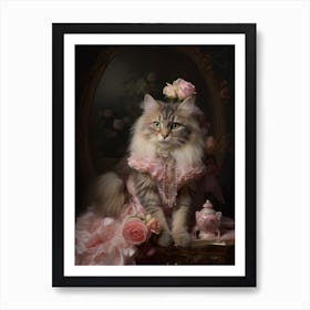 Cat On A Vanity Table Rococo Style 2 Art Print
