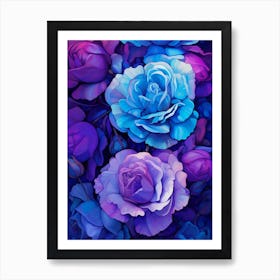 Blue And Purple Roses Art Print