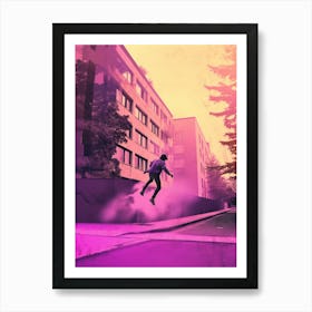 Skateboarding In Berlin, Germany Futuristic 4 Art Print