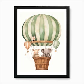 Green Hot Air Balloon Art Print