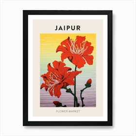 Jaipur India Botanical Flower Market Poster Art Print