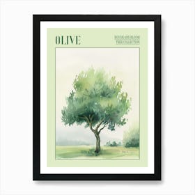 Olive Tree Atmospheric Watercolour Painting 1 Poster Art Print