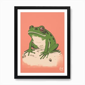 Frog Unimpressed, Matsumoto Hoji Inspired Japanese Green And Pink 2 Art Print