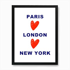 Paris London New York Travel Poster Art Print