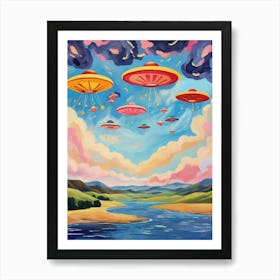 Ufos on the sky Art Print